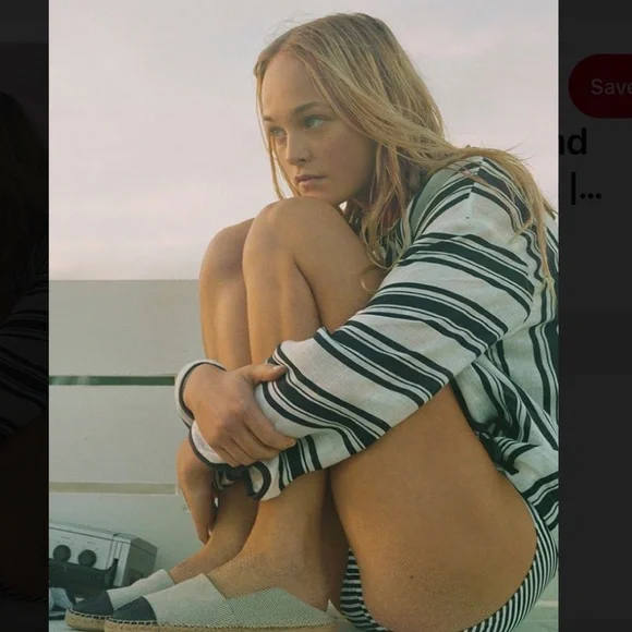 NEW Tory Burch Awning Stripe Linen Hoodie  – Size XS - Picture 4 of 12